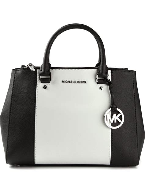 michael kors black and white tote bag|michael kors black medium tote.